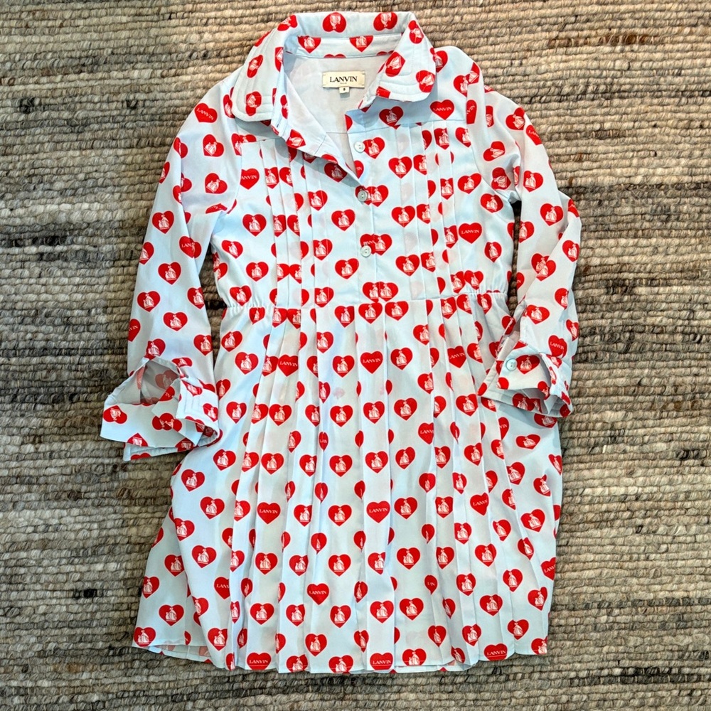 Lanvin Red Heart Patterned Dress